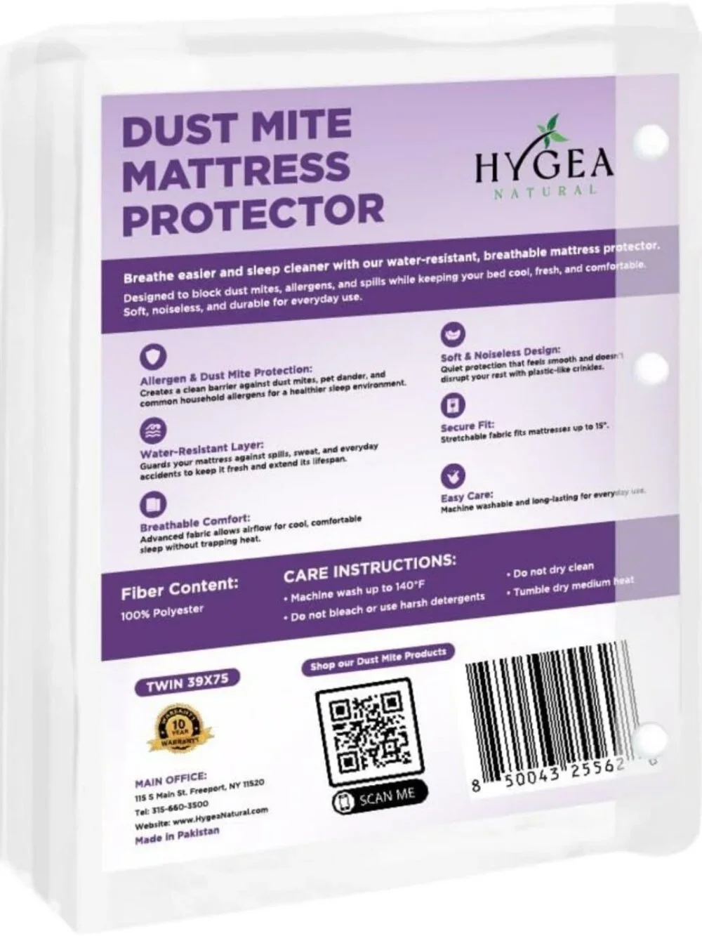 King Size Dust Mite & Allergen Mattress Protector | Zippered, Waterproof